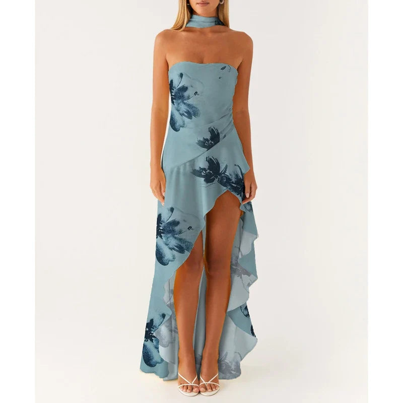 שיר - שמלת סטרפלס א־סימטרית עם צעיף