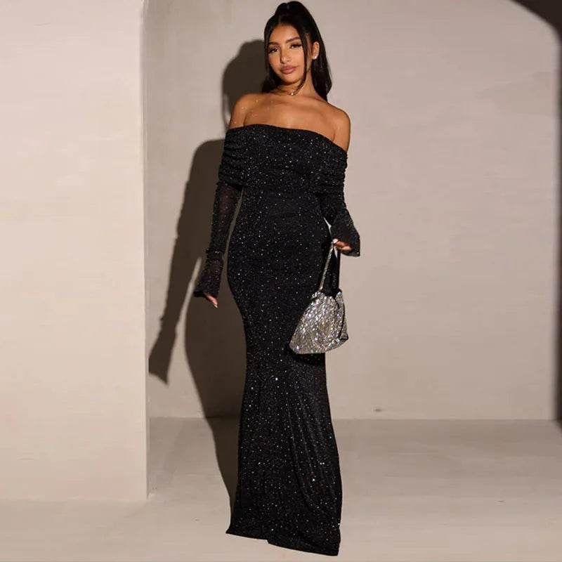 לינוי - שמלת מקסי פאייטים