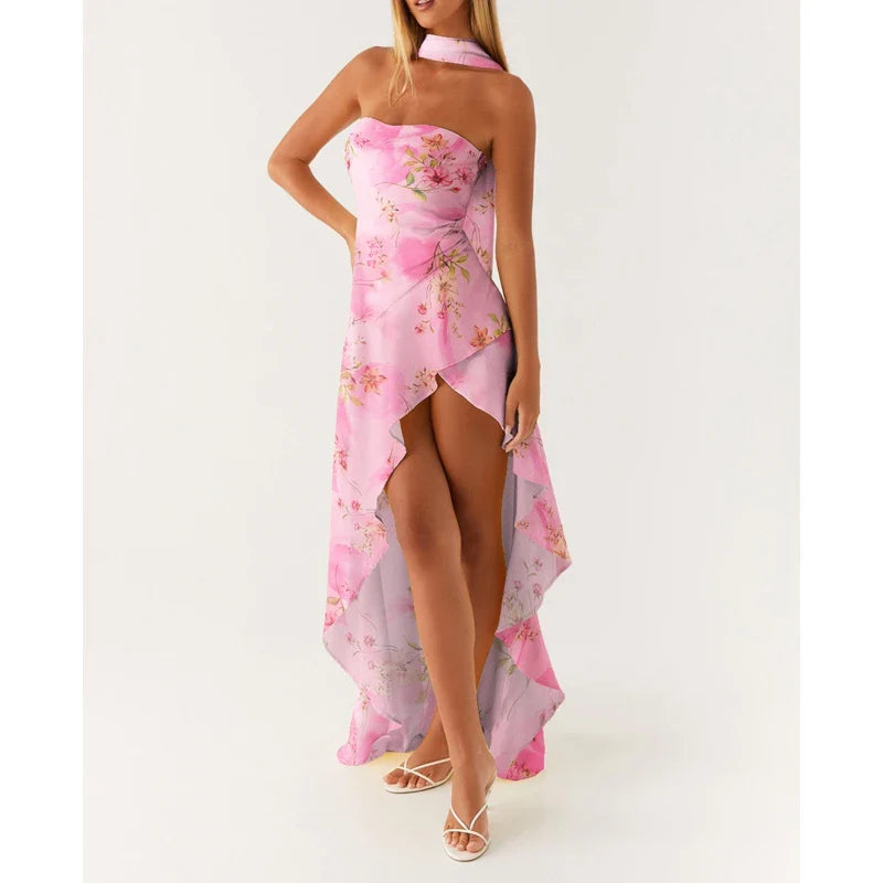 שיר - שמלת סטרפלס א־סימטרית עם צעיף