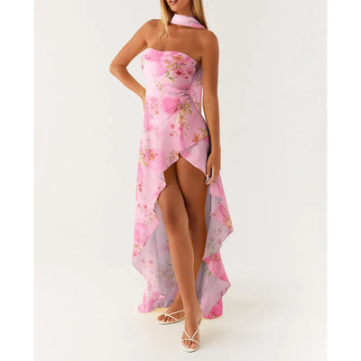 שיר - שמלת סטרפלס א־סימטרית עם צעיף