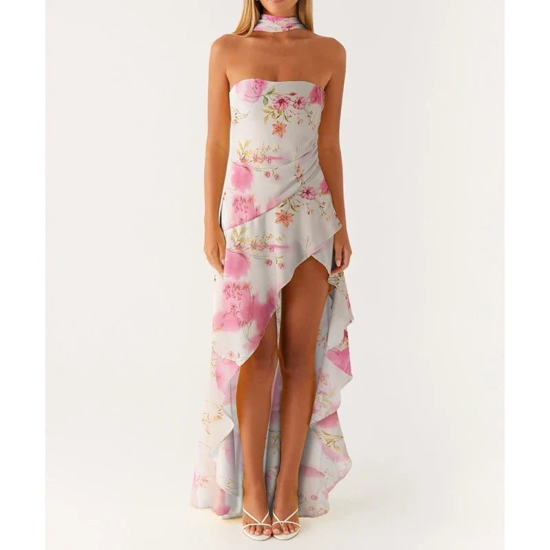 שיר - שמלת סטרפלס א־סימטרית עם צעיף