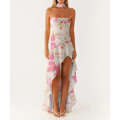 שיר - שמלת סטרפלס א־סימטרית עם צעיף