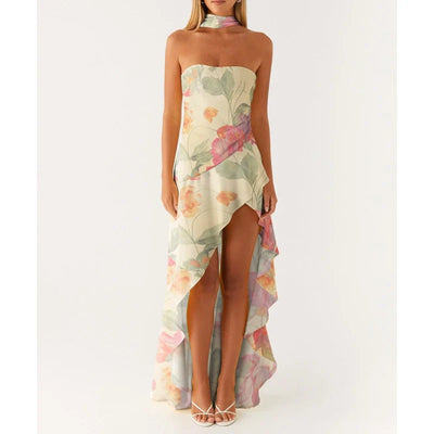 שיר - שמלת סטרפלס א־סימטרית עם צעיף